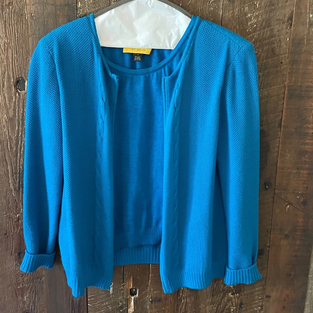 St John blue twin set Size S